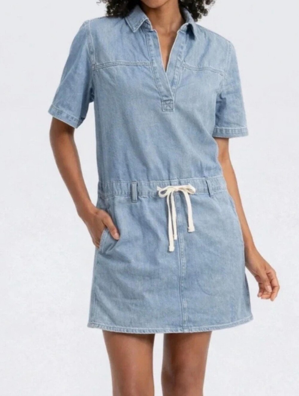 Universal Thread Light Wash Denim Drop Waist Mini Dress Size L